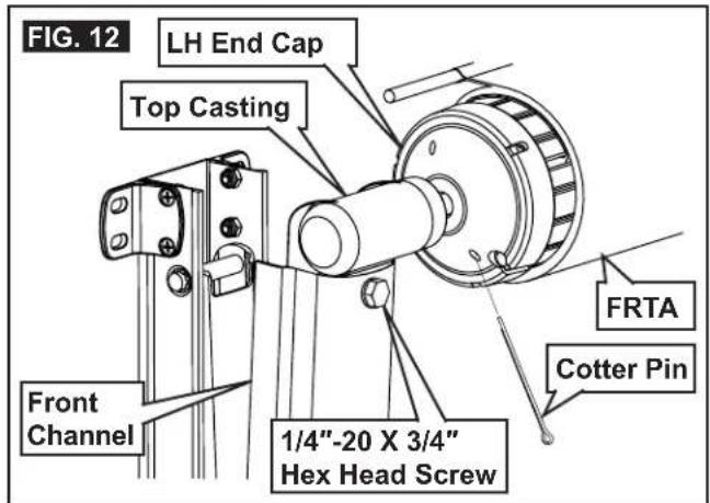 FIG. 12 LH End Cap Top Casting Front Channel 1/4"-20 X 3/4" Hex Head Screw FRTA Cotter Pin