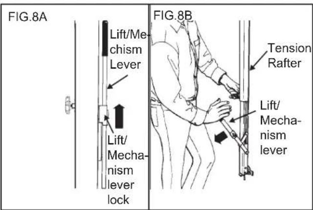 FIG.8A Lift/Me- chism Lever Lift/ Mecha- nism lever lock FIG.8B Tension Rafter Lift/ Mecha- nism lever