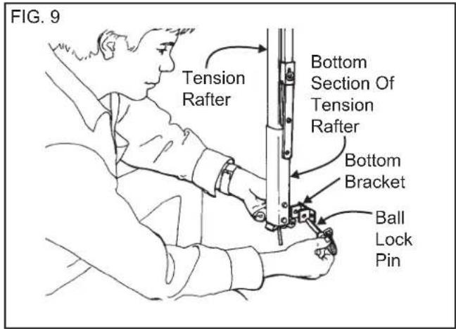 FIG. 9 Tension Rafter Bottom Section Of Tension Rafter Bottom Bracket Ball Lock Pin