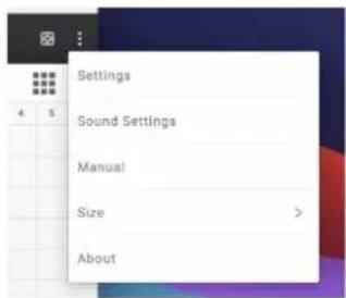Settings Sound Settings Manual Size > About