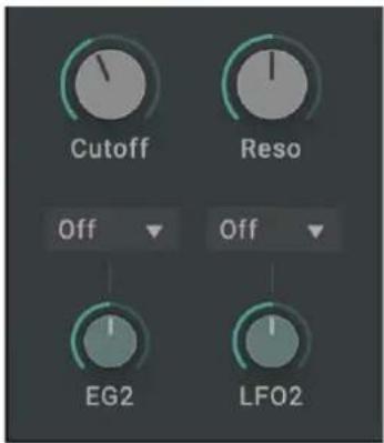 Cutoff Reso Off Off EG2 LFO2
