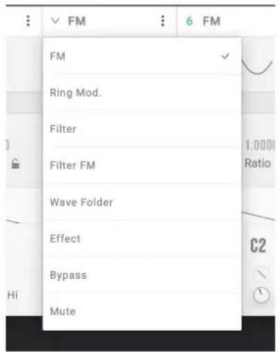 FM Ring Mod. Filter Filter FM Wave Folder Effect Bypass Mute