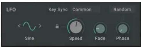 LFO Key Sync Common Sine Speed Fade Phase Random