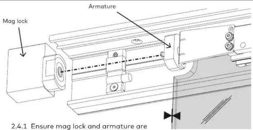 Mag lock Armature 2.4.1 Ensure mag lock and armature are