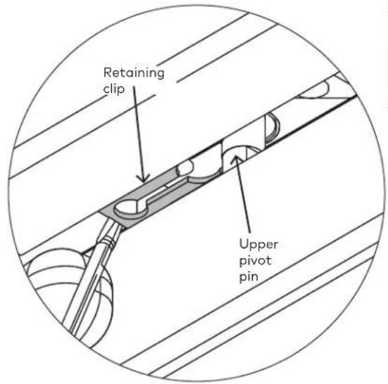 Retaining clip Upper pivot pin