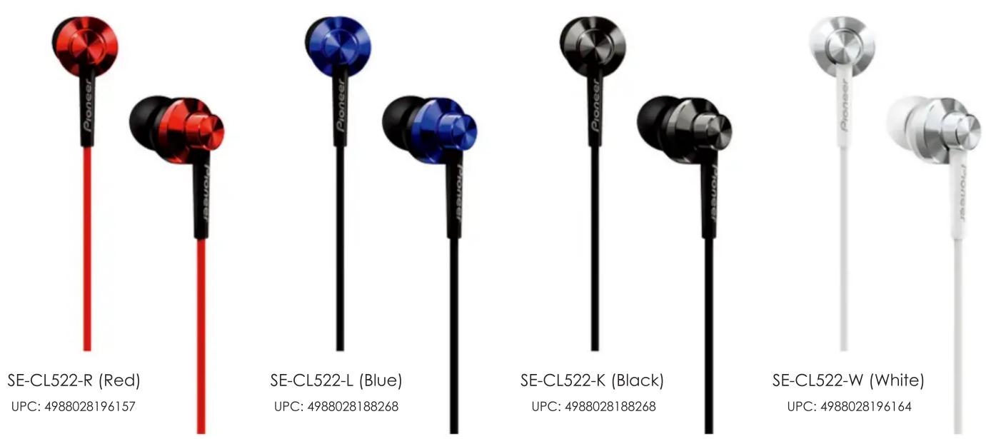 PIONEER SE-CL522 - Small and lightweight, the SE-CL522 in-ear headphones are designed for optimal comfort and quality audio performance. - 1