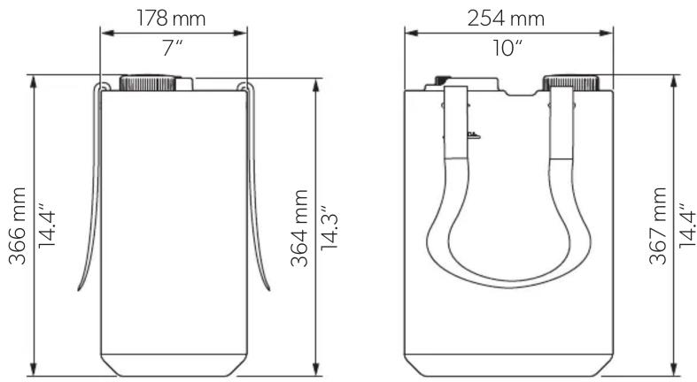 178 mm 7" 366 mm 14.4" 364 mm 14.3" 254 mm 10" 367 mm 14.4"