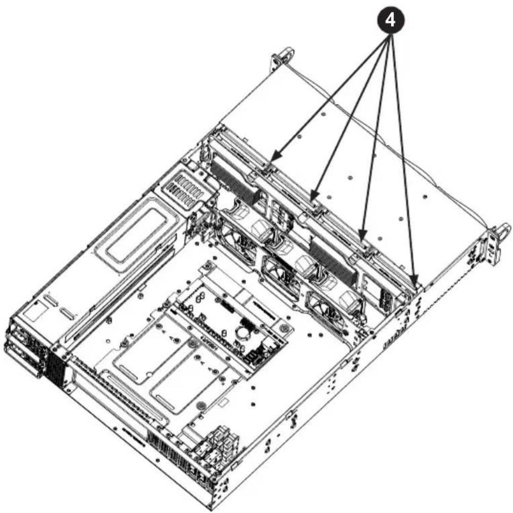 Technical diagram of a server rack with numbered component annotations
