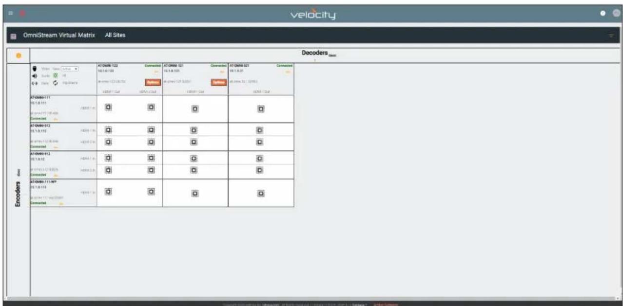 Velocity OmniStream Virtual Matrix All Sites Decoders Encoders AT-OMW-122 H5.1.8.132 Connected AT-OMW-121 H5.1.8.133 Connected AT-OMW-021 H5.1.8.21 Connected AT-OMW-111 H5.1.8.134 Connected AT-OMW-012 H5.1.8.135 Connected AT-OMW-012 H5.1.8.136 Connected AT-OMW-113.WY H5.1.8.137 Connected AT-OMW-113.WY Connected AT-OMW-012 H5.1.8.138 Connected AT-OMW-012 H5.1.8.139 Connected AT-OMW-012 H5.1.8.140 Connected AT-OMW-012 H5.1.8.141 Connected AT-OMW-012 H5.1.8.142 Connected AT-OMW-012 H5.1.8.143 Connected AT-OMW-012 H5.1.8.144 Connected AT-OMW-012 H5.1.8.145 Connected AT-OMW-012 H5.1.8.146 Connected AT-OMW-012 H5.1.8.147 Connected AT-OMW-012 H5.1.8.148 Connected AT-OMW-012 H5.1.8.149 Connected