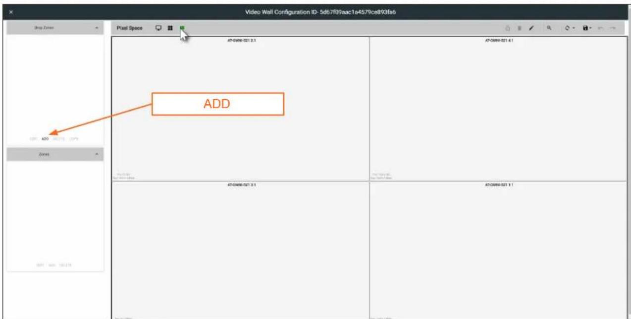 Video Wall Configuration ID-5d57f09aac1a4579ce893fa6 Drop Zone Pixel Space AT-CMMB-S21 2.3 ADD AT-CMMB-S21 4.1 AT-CMMB-S21 3.1 AT-CMMB-S21 1.1
