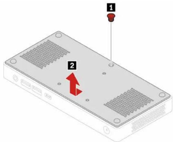 Diagram of a device rear panel with labeled components and a red arrow indicating a specific area or feature.