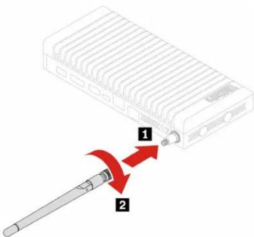 Diagram showing a device with two labeled components: one with internal channels and arrow indicating rotation or dislocation, and another with a cable inserted.