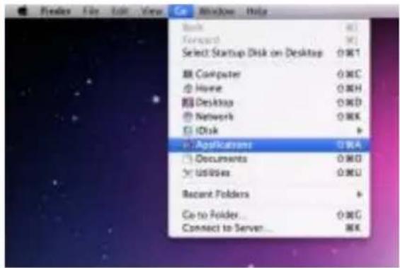 File Edit View Go Window Help Book Forward Select Startup Disk on Desktop 0 KB1 MB Computer 0 MB Home 0 MBH DB Desktop 0 BID Network 0 MEK IDisk Applications 0 RA Documents 0 MD Utilities 0 MU Recent Folders Go to Folder... 0 MG Connect to Server... MEK