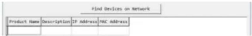 Find Devices on Network Product Name Description IP Address MAC Address