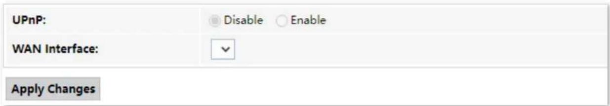 UPnP: Disable Enable WAN Interface: Apply Changes