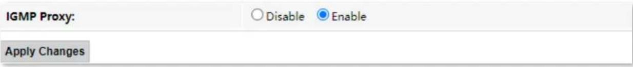 IGMP Proxy: ○ Disable ● Enable Apply Changes