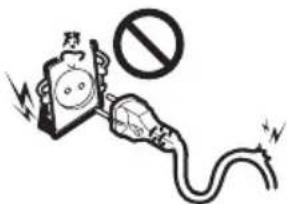 Safety warning illustration showing a plug with a fuse and a warning symbol, indicating no protection or disapproval.