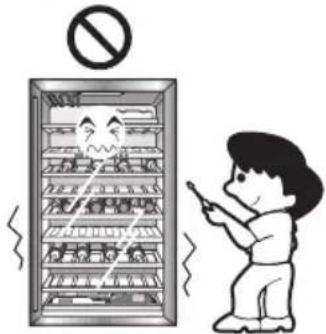 Cartoon illustration showing a person using a smartphone to stop a vending machine with a 'no' symbol above, indicating no smoking or no smoking.
