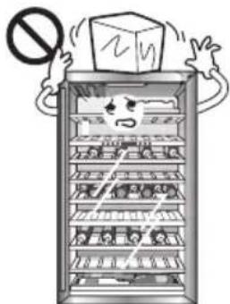 Cartoon illustration of a refrigerator with a 'No' sign and a box, symbolizing no smoking or no smoking.