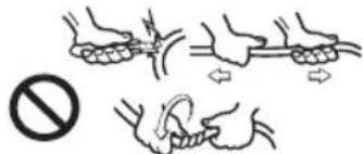 Diagram illustrating hand grip technique with no sign and incorrect grip, showing correct and incorrect states of grip.