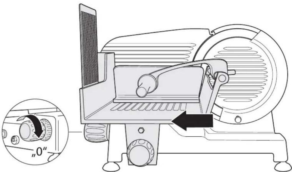 Technical diagram of a mechanical device with labeled parts and an inset showing a rotary dial adjustment.