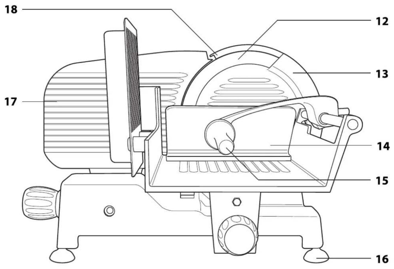 Technical diagram of a mechanical device with numbered parts labeled 12 through 18