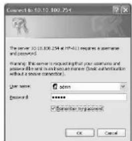Connect to 10.10.100.754 The server: 10.10.100.754 at http://10.10.100.754 Windows: This server is requesting that your username and password will be sent to the local server or access to the server (basic authentication without a secure connection). User name: bsmn Password: ****** □ Certain by password: OK Cancel