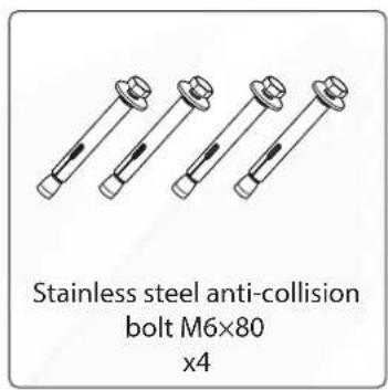 Stainless steel anti-collision bolt M6×80 x4