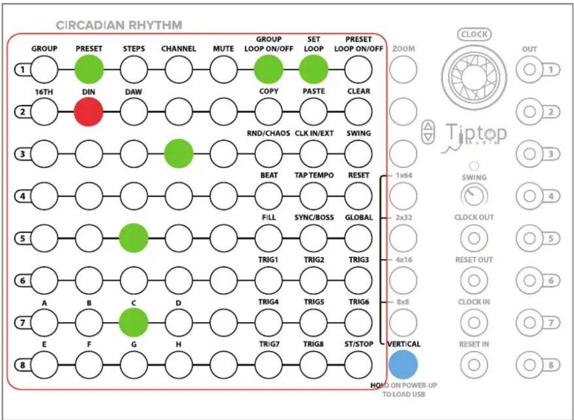 Tiptop Audio Circadian Rhythms - Quickstart Tutorial 4: Looping Presets and Groups for More Complex Patterns - 3