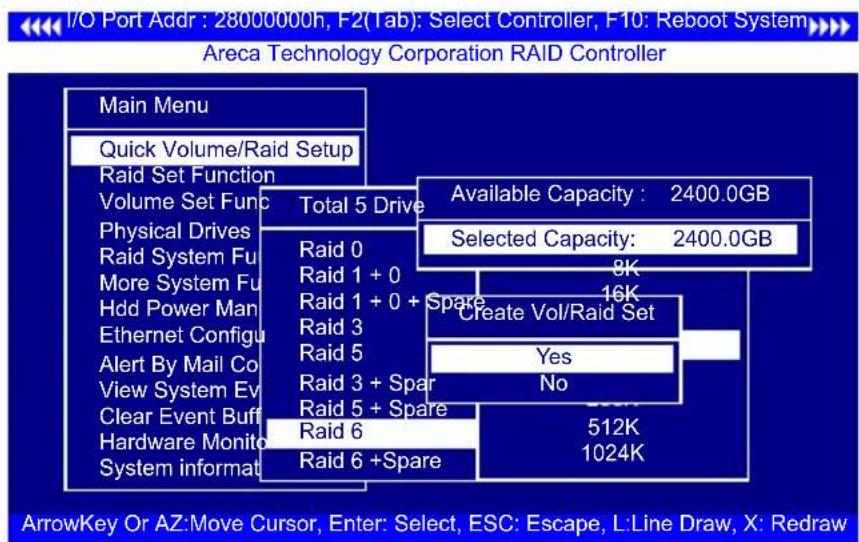 I/O Port Addr : 28000000h, F2(Tab): Select Controller, F10: Reboot System Areca Technology Corporation RAID Controller Main Menu Quick Volume/Raid Setup Raid Set Function Volume Set Func Physical Drives Raid System Fun More System Fun Hdd Power Man Ethernet Configu Alert By Mail Co View System Ev Cl…
