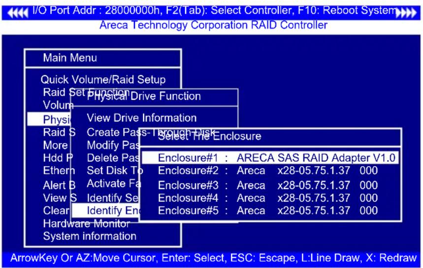 I/O Port Addr : 28000000h, F2(Tab): Select Controller, F10: Reboot System Areca Technology Corporation RAID Controller Main Menu Quick Volume/Raid Setup Raid Set Function Volum Physical Drive Function Physi View Drive Information Raid S Create Pass-Through Disk More Modify Pass Hdd P Delete Pass Eth…