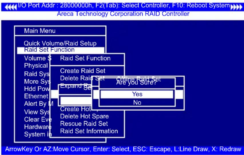 I/O Port Addr : 2800000h, F2(Tab): Select Controller, F10: Reboot System Areca Technology Corporation RAID Controller Main Menu Quick Volume/Raid Setup Raid Set Function Volume $ Raid Set Function Physical Create Raid Set Raid Sys More Sys Hdd Pow Ethernet Alert By M View Sys Clear Eve Hardware Syst…