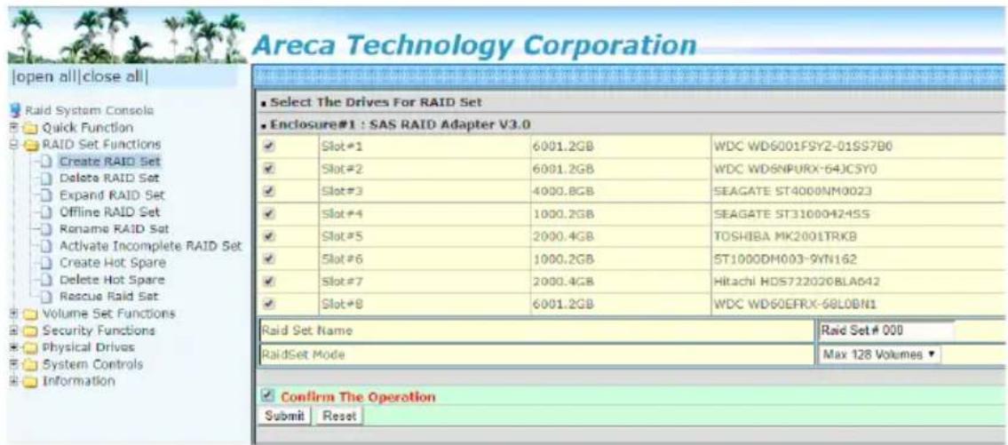 Areca Technology Corporation |open all|close all| Raid System Consola Quick Function RAID Set Functions Create RAID Set Delete RAID Set Expand RAID Set Offline RAID Set Rename RAID Set Activate Incomplete RAID Set Create Hot Spare Delete Hot Spare Rescue Raid Set Volume Set Functions Security Functi…