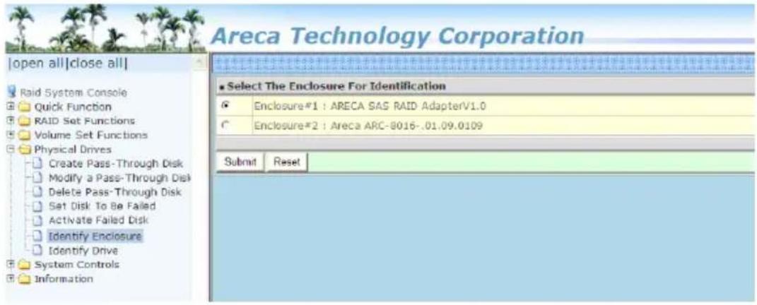 Areca Technology Corporation |open all|close all| Raid System Console Quick Function RAID Set Functions Volume Set Functions Physical Drives Create Pass-Through Disk Modify a Pass-Through Disk Delete Pass-Through Disk Set Disk To Be Failed Activate Failed Disk Identify Enclosure Identify Drive Syste…