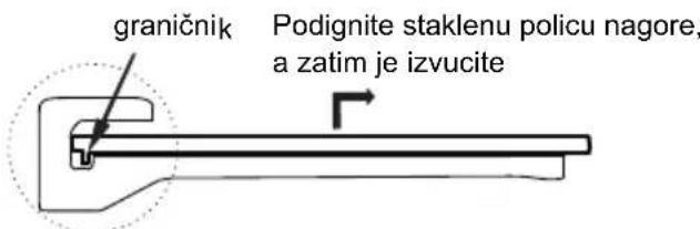 graničnik Podignite staklenu policu nagore, a zatim je izvucite