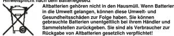 Techno Line WL 1005 - Hinweispflicht nach dem Batteriegesetz - 1