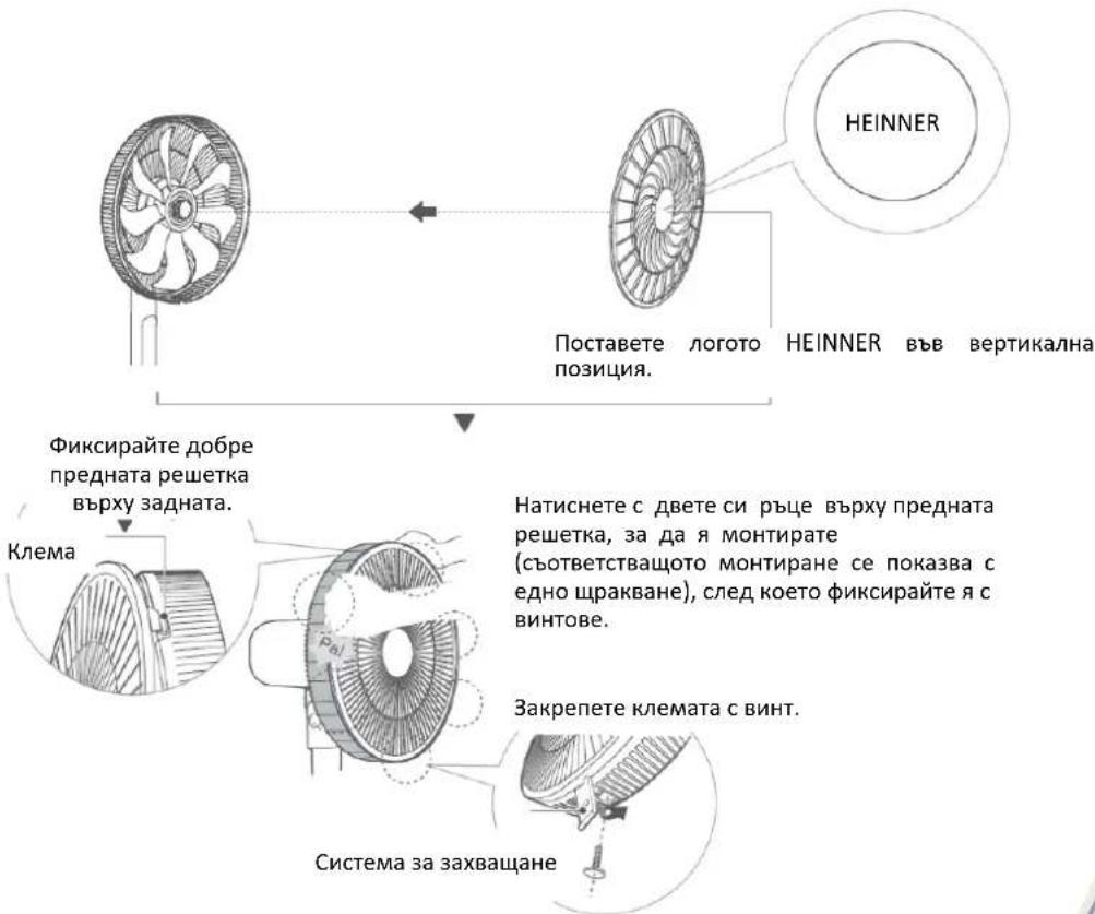 Heinner HMSF-9BK - МОНТАЖ И ФИКСИРАНЕ НА ПРЕДНАТА ПРЕДПАЗНА РЕШЕТКА - 1