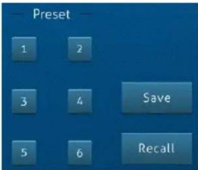 Preset 1 2 3 4 Save 5 6 Recall