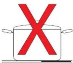 Diagram showing a cooking pot with a red 'X' symbol indicating the cooking process.