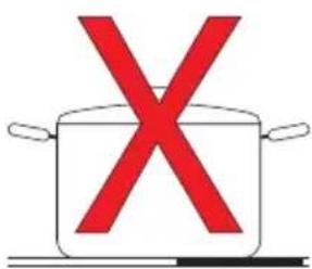 Image showing a cooking pot with a red 'X' symbol indicating the cooking process.