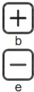 + b - e