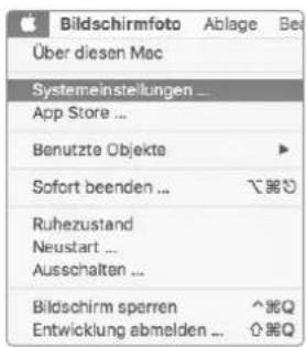 Bildschirmfoto Ablage Bei Über diesen Mac Systemeinstellungen ... App Store ... Benutzte Objekte ► Sofort beenden ... ⚡⌘# Ruhezustand Neustart ... Ausschalten ... Bildschirm sperren ^⌘Q Entwicklung abmelden ... ⚡⌘Q