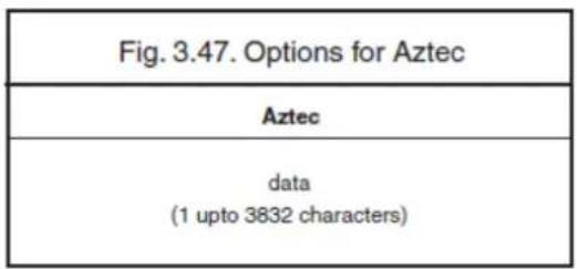 Fig. 3.47. Options for Aztec Aztec data (1 upto 3832 characters)