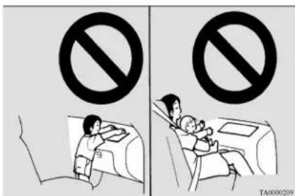 Medical illustration showing a patient in bed and another person with a child, both marked with no prohibition symbols.
