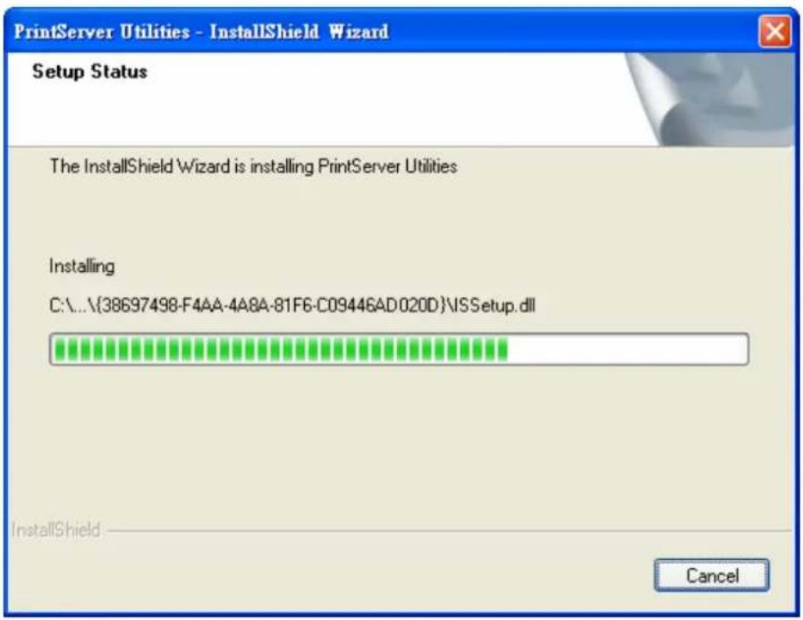 PrintServer Utilities - InstallShield Wizard Setup Status The InstallShield Wizard is installing PrintServer Utilities Installing C:\...\{38697498-F4AA-4A8A-81F6-C09446AD020D}\VSSetup.dll InstallShield Cancel