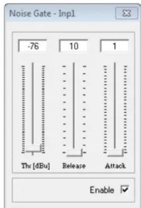 Noise Gate - Inp1 -76 10 1 Thr [dBu] Release Attack Enable ✓