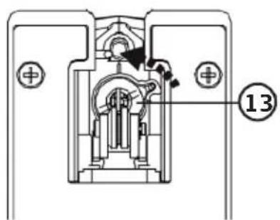 Technical diagram of a mechanical assembly with labeled components and directional arrows