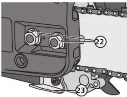 Technical diagram of a mechanical assembly with numbered components labeled 22, 23, and 24