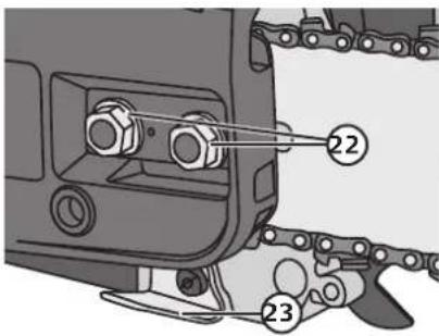Technical diagram of a mechanical assembly with numbered components labeled 22, 23, and 24