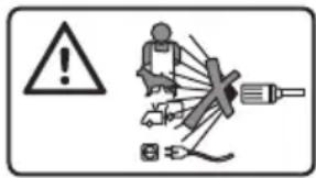 Warning symbol and safety warning icon with hazard, worker, and plug-in device